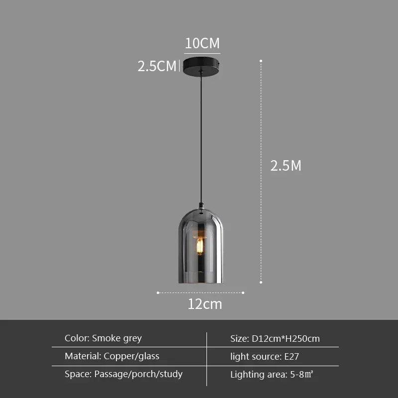 Modern Minimalist Glass Ceiling Light with Premium Grey Finish