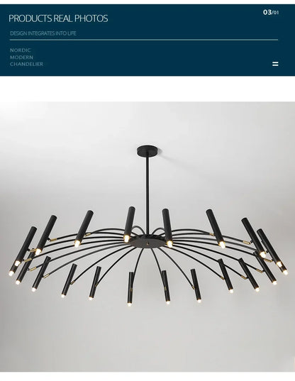 Modern Black Metal Ceiling Spotlight Chandelier