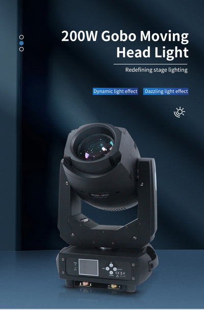 200W LED Gobo Moving Head Light – DMX Beam & Pattern Stage Projector