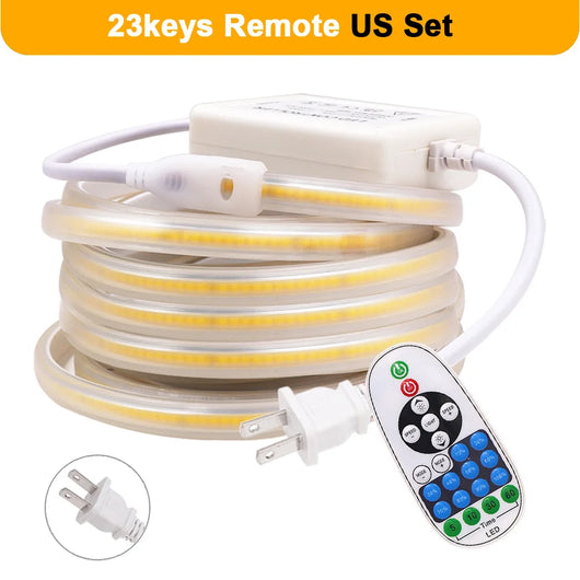 Dimmable COB LED Strip Light with Touch Switch & 23-Key Remote