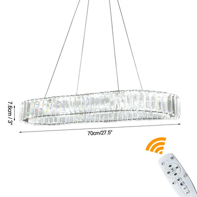 Modern Crystal Rings LED Chandelier Indoor Luxury Ceiling Lamp Dimming &amp; Remote Control Pendant Lighting Chrome Lustre Fixtures
