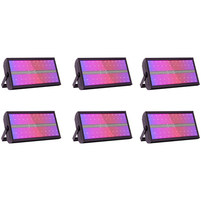 6-Pack 200W RGBW LED Strobe Stage Lights with 48+8 Segment Effects & Flight Case for DJ, Concert & Event Lighting