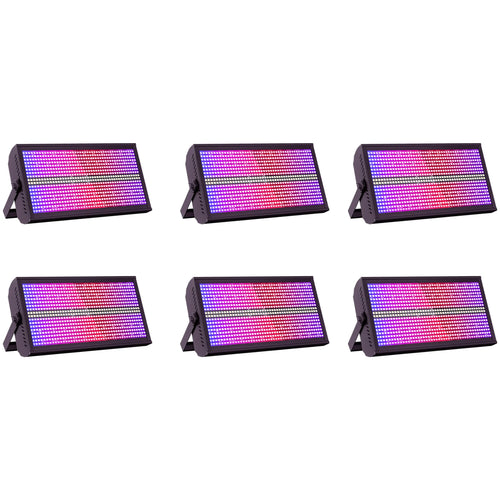 6-Pack 200W RGBW LED Strobe Stage Lights with 48+8 Segment Effects & Flight Case for DJ, Concert & Event Lighting