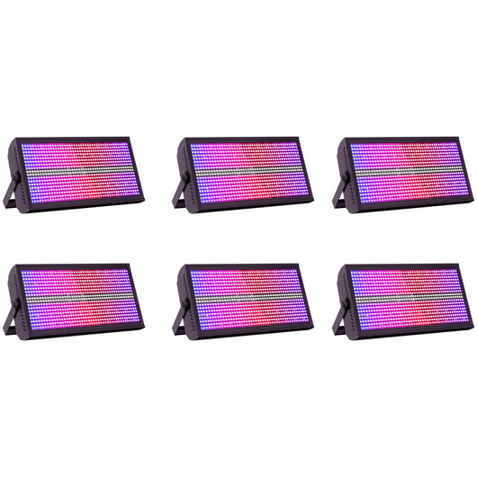 6-Pack 200W RGBW LED Strobe Stage Lights with 48+8 Segment Effects & Flight Case for DJ, Concert & Event Lighting