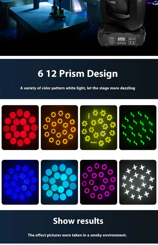 120W LED Beam Moving Head Stage Lights – RGB DMX512 DJ Disco Lighting (2Pcs)