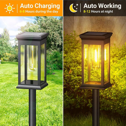 Outdoor Solar Path Lights, Waterproof Garden Lighting for Patio, Lawn, Walkways, Driveways, Warm Landscape Lights