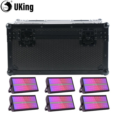 6-Pack 200W RGBW LED Strobe Stage Lights with 48+8 Segment Effects & Flight Case for DJ, Concert & Event Lighting