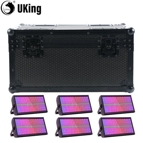 6-Pack 200W RGBW LED Strobe Stage Lights with 48+8 Segment Effects & Flight Case for DJ, Concert & Event Lighting
