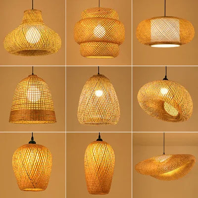 Handcrafted Bamboo Pendant Lamp – Wicker LED Ceiling Light