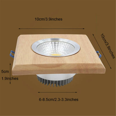 Square Solid Wood LED Downlight – Modern Minimalist Ceiling Light