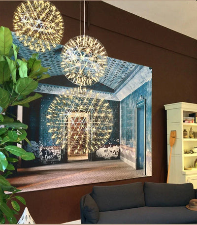 Firework Ball LED Chandelier – Modern Stainless Steel Pendant Light