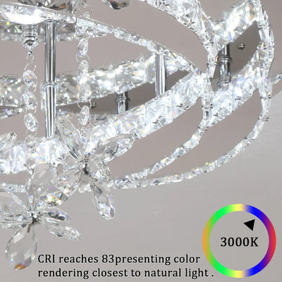 Crystal LED Ceiling Lamp – Chrome Finish with Adjustable Light Modes