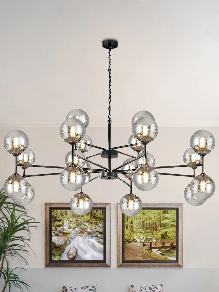Mid-Century Modern Sputnik Chandelier with Stained Glass Design