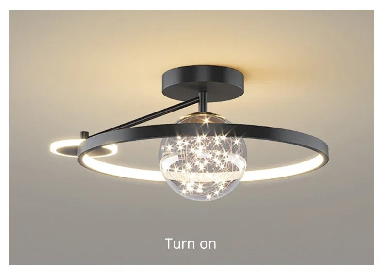 Nordic Luxury Starry LED Ceiling Lamp Is Used For the Bedroom, Living Room, and Kitchen. Golden White Black Remote Control Home Decoration