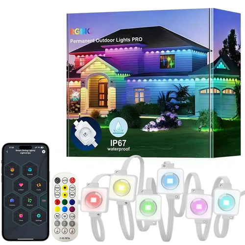 300FT Smart Eave Lights 180 LEDs Permanent Outdoor LED String Lights with App &amp; Remote Control – Waterproof Holiday &amp; Daily Décor