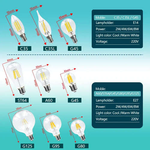 Vintage LED Edison Bulb – E14 / E27 Filament Light