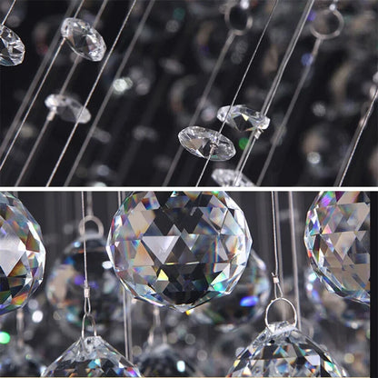 Luxury Crystal Rain Drop Spiral Pendant Lamp Ceiling Chandelier Dia 31.5 inch Stair Lobby Hall Chandelier LED