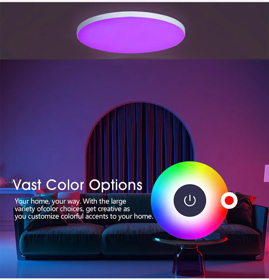 Smart RGB LED Ceiling Light with App & Voice Control (WiFi + Bluetooth)