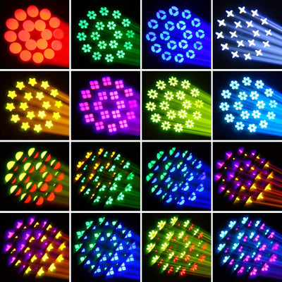 U'King 150W Beam Moving Head Light Rotating 18 Prisms 14 Gobos LED Rainbow Effect Zoom Stage Light DMX512 for DJ Disco Wedding