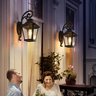 14″ Outdoor Wall Lanterns (2-Pack) – Black Waterproof Vintage Sconces