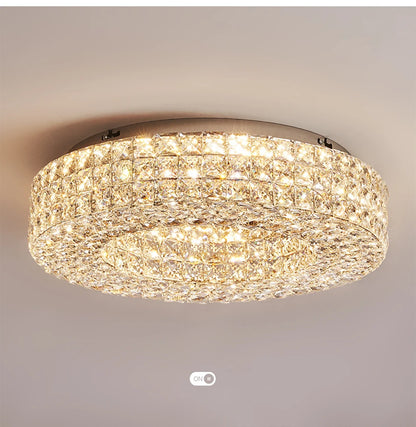 Luxury Round Crystal LED Ceiling Lights with Stainless Steel Design