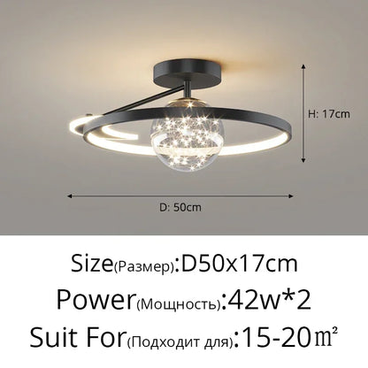 Nordic Luxury Starry LED Ceiling Lamp Is Used For the Bedroom, Living Room, and Kitchen. Golden White Black Remote Control Home Decoration