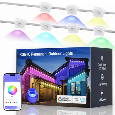 100ft Smart RGB Outdoor LED Strip Lights – Waterproof App & Voice Control
