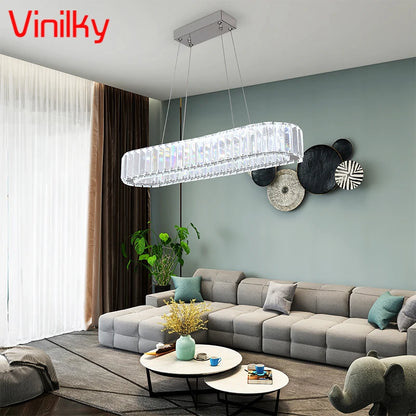 Modern Crystal LED Ceiling Pendant Light with Stainless Steel Design