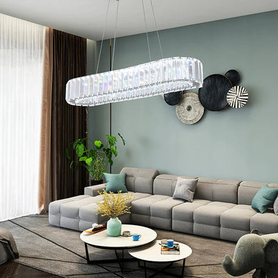 Modern Crystal LED Pendant Light – Stainless Steel Ceiling Fixture