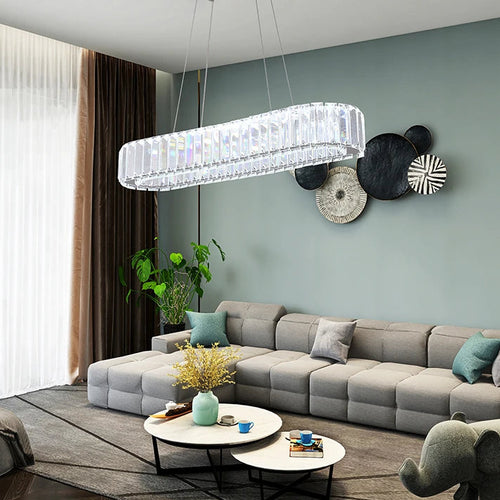 Modern Crystal LED Pendant Light – Stainless Steel Ceiling Fixture