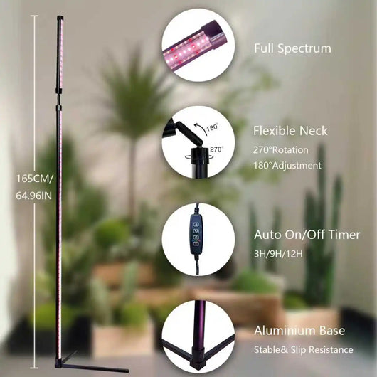 24V Full Spectrum LED Grow Light Floor Lamp with Timer & 3 Color Modes for Indoor Plants