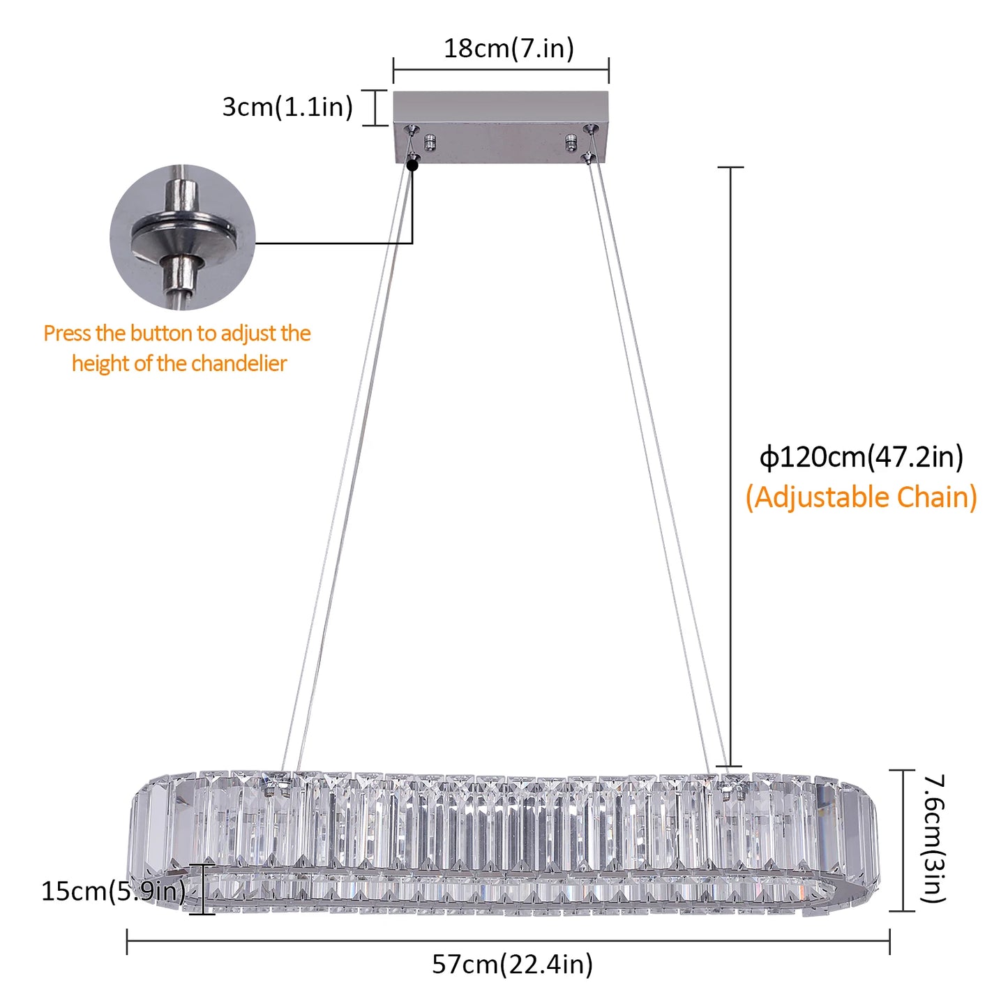 Modern Crystal LED Ceiling Pendant Light with Stainless Steel Design