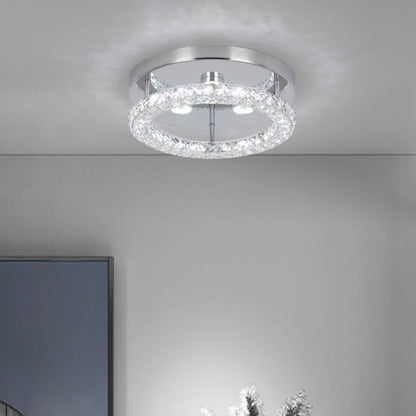 Crystal Flush Mount LED Ceiling Light – Modern Round Chandelier Fixture