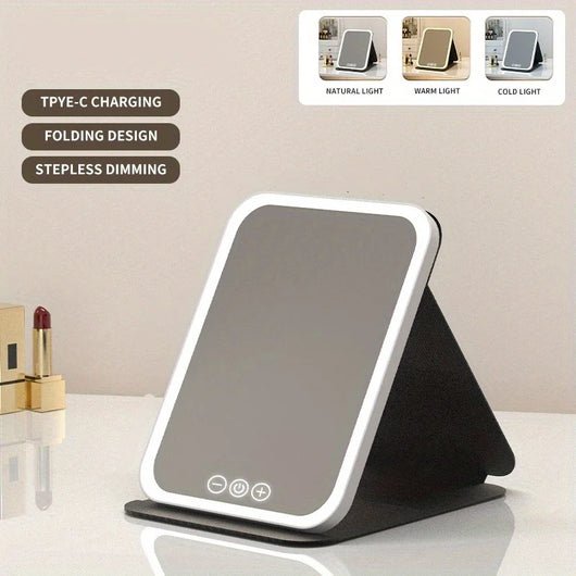 LED Makeup Mirror with 3-Color Lighting &amp; Dimmable Touch Screen