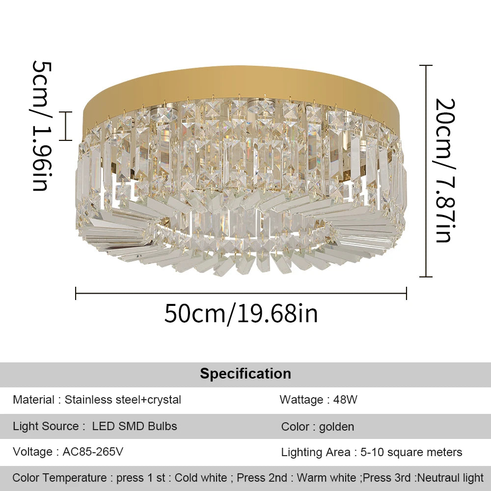 Crystal LED Ceiling Lamp – Adjustable Light Modes, Modern Design