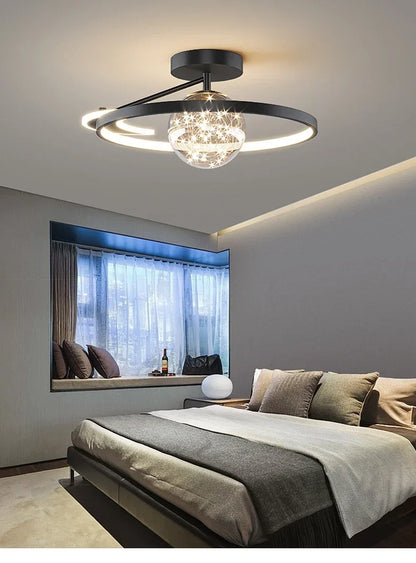 Nordic Luxury Starry LED Ceiling Lamp Is Used For the Bedroom, Living Room, and Kitchen. Golden White Black Remote Control Home Decoration