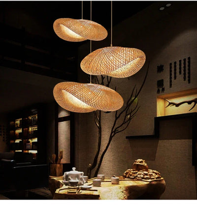 Handcrafted Bamboo Pendant Lamp – Wicker LED Ceiling Light