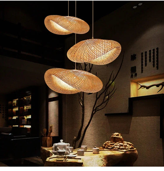 Handcrafted Bamboo Pendant Lamp – Wicker LED Ceiling Light