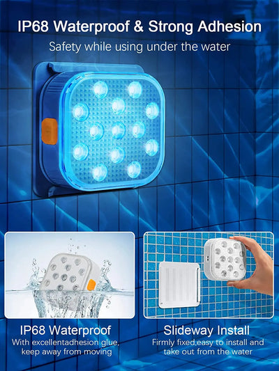 Rechargeable RGB LED Underwater Pool Light – IP68 Waterproof with Long-Range Remote