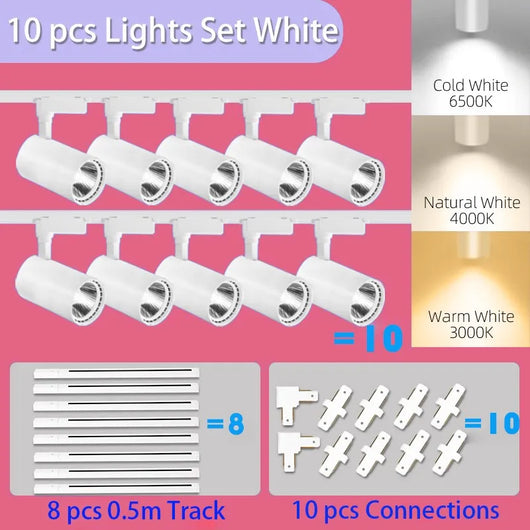 LED COB Track Light Set – Adjustable Spotlight Rail System