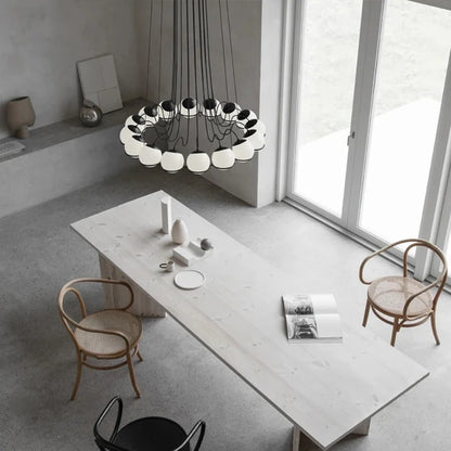 Simple White Glass Ball Chandelier