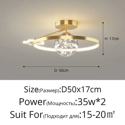 Nordic Luxury Starry LED Ceiling Lamp Is Used For the Bedroom, Living Room, and Kitchen. Golden White Black Remote Control Home Decoration