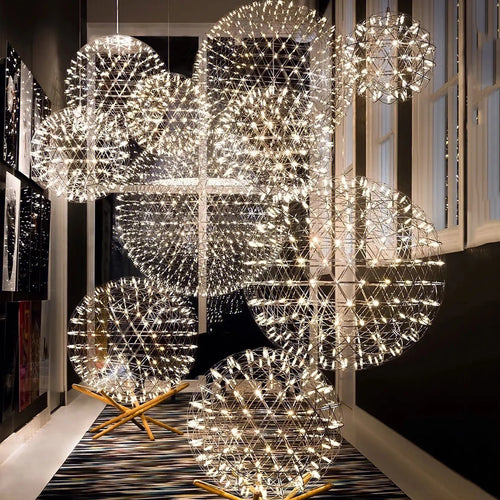 Firework Ball LED Chandelier – Modern Stainless Steel Pendant Light