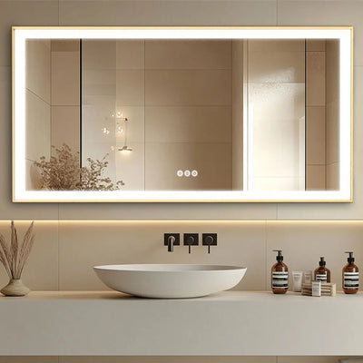Fogless LED Bathroom Mirror – Modern Aluminum Frame