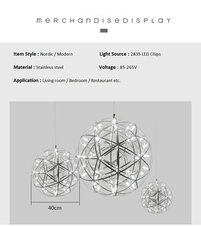 Firework Ball LED Chandelier – Modern Stainless Steel Pendant Light
