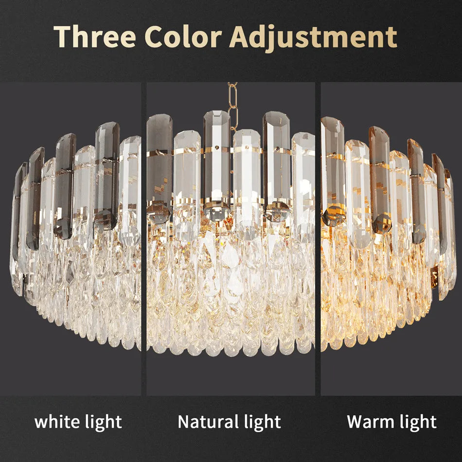 Contemporary Crystal Semi-Flush Ceiling Light with Adjustable Height and E14 LED Support