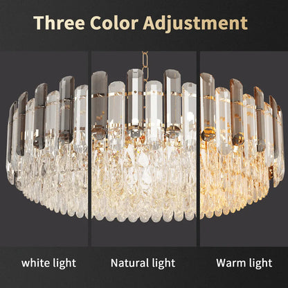 Contemporary Crystal Semi-Flush Ceiling Light with Adjustable Height and E14 LED Support
