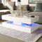 Modern Stylish Coffee Table with LED lights, Double-Layer Design for Living Room Coffee Table with 2 Storage Drawers