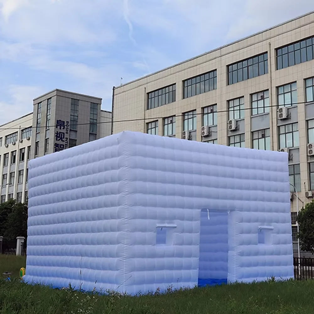 Outdoor White LED Lighted Inflatable Tent With Doors For Wedding Party Giant &nbsp;Cube Tent Inflatable Nightclub Tent With Blower