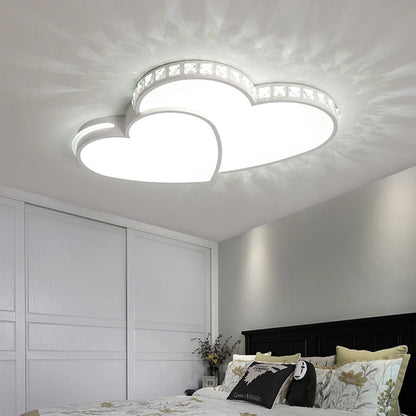 Modern Heart-Shaped LED Ceiling Light with Crystal Design
